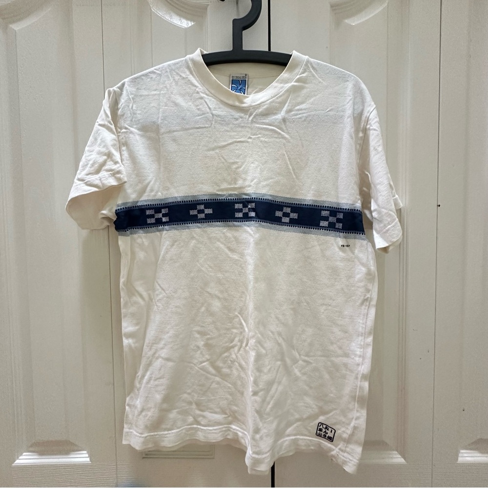 White and Blue Graphic Men's Shirt M Made In Hong Kong